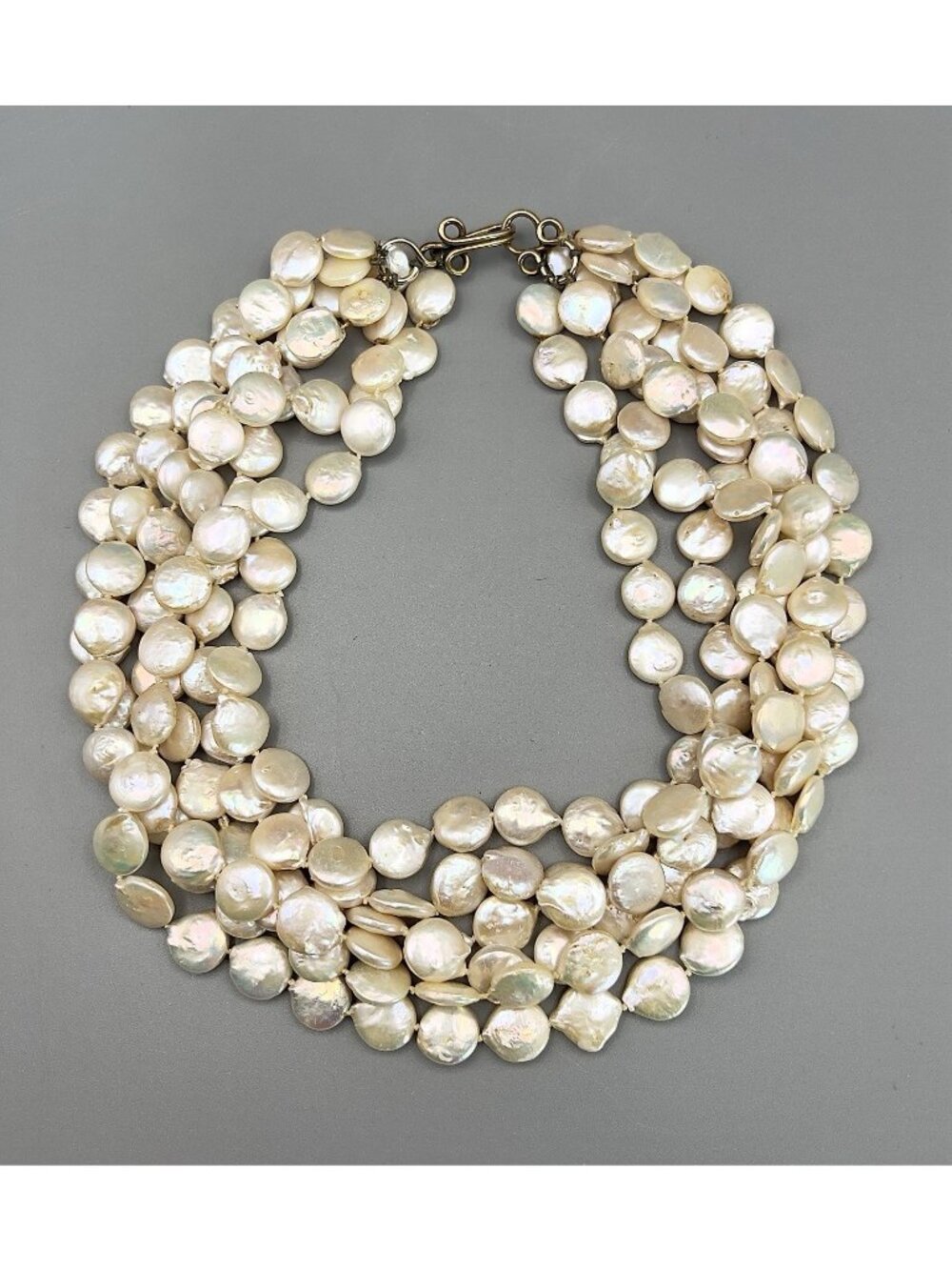 Vintage Six Strand Coin Pearl Necklace - Picture 3 of 12